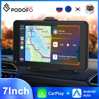 Podofo-reproductor Multimedia de vídeo para coche, dispositivo de navegación estéreo, inalámbrico, Android, MP5, Bluetooth, Control de voz, 7 pulgadas