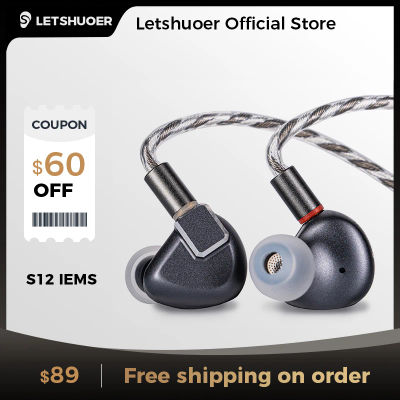 LETSHUOER S12 Auriculares HiFi con Driver Magnético Planar de 14.8mm, Auriculares con Cable, Monitores Intrauditivos HIFI para Audiófilos y Músicos