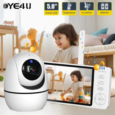 Monitor de vídeo para bebé de 5 pulgadas, 2,4G, visión nocturna para madres y niños, cámaras de videovigilancia PTZ con pantalla de visualización de temperatura ABM501