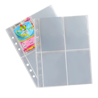Carpeta de fundas para tarjetas de fotos con 4 bolsillos, A5, 6 agujeros, página de repuesto, soporte comercial, álbum para béisbol, tarjetas deportivas de Pokémon YuGiOh, juguete para niños