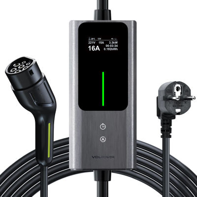 Cargador de Coche Eléctrico VDL, Cargador EV de 5M/3.6KW Tipo 2, Cable de Carga para Vehículos Eléctricos [6/8/10/13/16A] con Enchufe Schuko Europeo, Estación de Carga Monofásica IP65
