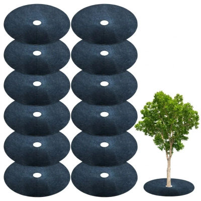 5 unidades de anillos de acolchado no tejido para árboles, manta de control de malezas, tela paisajística, barrera protectora contra raíces de hierba, cubierta para plantas de jardín 15-82cm