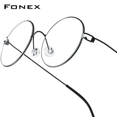 Montura de gafas FONEX sin tornillos para hombres y mujeres, montura de gafas redonda Morten Dinamarca coreana, gafas de aleación de titanio 98607