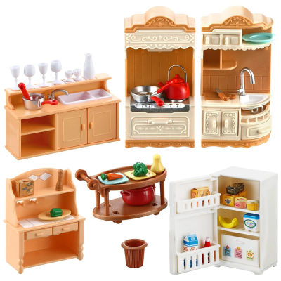 Muebles para casa de muñecas, juego de cocina, refrigerador en miniatura 1:12, Mini juego de sofá para sala de estar, accesorios para juego de imitación, juguete