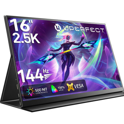 UPERFECT 2K 144Hz Monitor para juegos Pantalla portátil de 16" 100% sRGB con HDMI USB C HDR Freesync para PS5 Steam Deck Switch XBOX Laptop PC Mac iPhone HUAWEI Phone Extender segunda pantalla