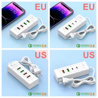 Estación de carga rápida USB de 4 puertos, adaptador multidivisor USB HUB3.0, expansor USB C, cargador de viaje portátil para teléfono iPhone Xiaomi