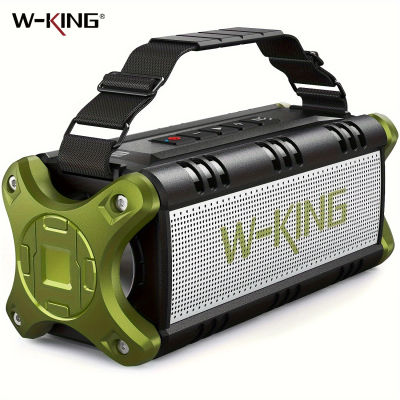 Altavoz Bluetooth W-KING D8 de 50W RMS, Altavoces Portátiles Inalámbricos Bluetooth, Altavoz Grande para Exteriores con Resistencia al Agua IPX6, Verde