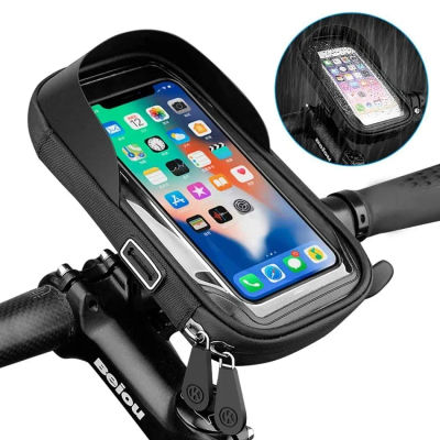 Soporte Impermeable para Teléfono de Bicicleta/Motocicleta, Bolsa Táctil para Teléfono de Bicicleta de 6.4 Pulgadas, Soporte para Manillar de Bicicleta para iPhone 12Pro y Samsung