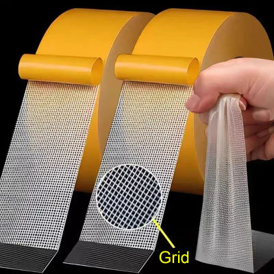 Cinta adhesiva de doble cara de fijación súper fina, malla translúcida resistente, impermeable, sin rastro, potente cinta para alfombras de rejilla