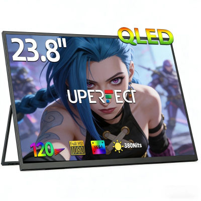 UPERFECT QLED 24" 120Hz Monitor portátil 1080P 125% sRGB 350Nits w / Stand y VESA HDMI USB-C FHD Monitor de viaje para ordenador portátil / dispositivos de juegos / teléfono / mini PC segunda pantalla