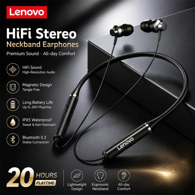 Auriculares Bluetooth Originales Lenovo HE05X, Auriculares Impermeables, Sonido HIFI, Auriculares Magnéticos con Banda para el Cuello, Auriculares Deportivos, Regalo