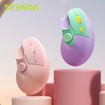 Ratón inalámbrico Seenda ergonómico Bluetooth 2,4G con perilla de volumen clics silenciosos ratón USB Vertical recargable para Mac Windows PC