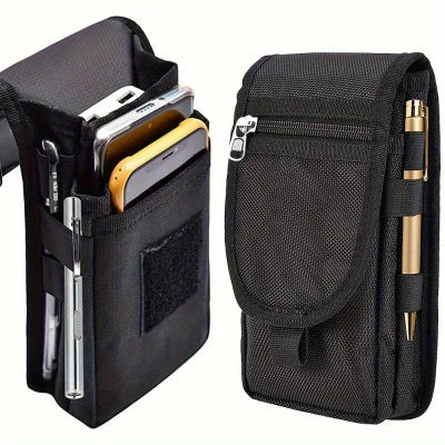 Bolsa Multifuncional para Teléfono Móvil de 6.3 Pulgadas, Bolsa de Cinturón para Teléfono Celular con Bolsillo de Tela Oxford, Bolsa de Exterior para Hombre para iPhone 16 15
