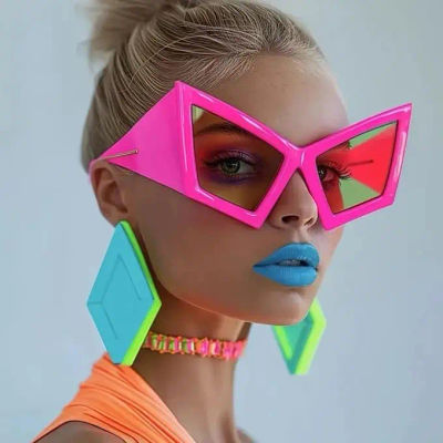 Gafas de sol de gran tamaño con forma de ojo de gato, novedad, gafas de sol para fiesta, accesorios divertidos para adultos y mujeres, recuerdos de fiesta de baile de Hip Hop