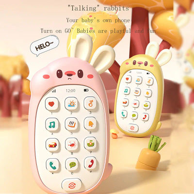 Teléfono Móvil de juguete de conejo para niños, rompecabezas para masticar para bebés, no tóxico, inodoro, música multifuncional, sin batería
