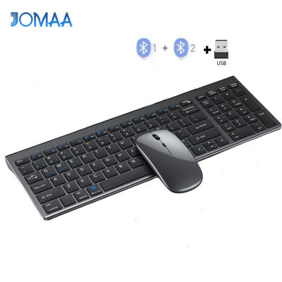 JOMAA-Juego de ratón y teclado Bluetooth multidispositivo para Macbook, tableta, iPad, PC, teclado inalámbrico para juegos de 2,4G para ordenador PC