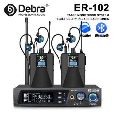 ER-102 Sistema de monitorización intrauditiva inalámbrico de escenario de grado profesional UHF con Bluetooth 5,0 para escenario, banda, baterista, conciertos pequeños