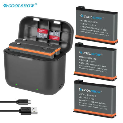 Batería de 1800mah para Insta360 X3, caja de cargador de batería, cámara de acción panorámica 360, accesorios de baterías para Insta360 ONE X3