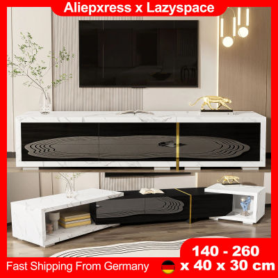 Mueble para TV moderno Lazyspace con longitud variable 140-260 cm, soporte para TV giratorio deformable, mueble para TV de salón