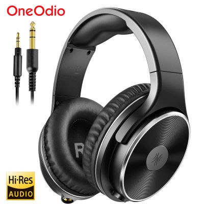 Oneodio Studio HIFI 3,5/6,35mm auriculares con cable Monitor profesional auriculares sobre la oreja auriculares de alta resolución para DJ con micrófono para guitarra