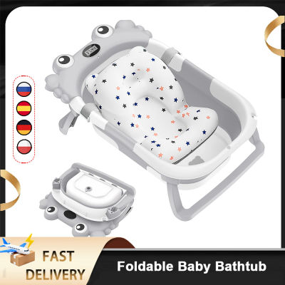 Bañera plegable para bebés con monitor de temperatura en tiempo real, alfombrilla de baño antideslizante, cojín de soporte, bañera portátil para recién nacidos, para recién nacidos y niños pequeños de