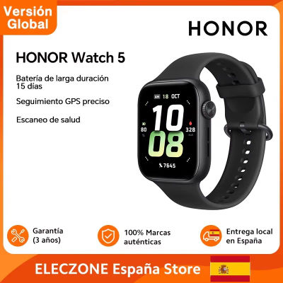 Versión Global HONOR Watch 5 Smartwatch Seguimiento GPS preciso Escaneo rápido de salud Pantalla grande de 1,85 pulgadas Batería de larga duración de hasta 15 días Compatible con GPS IP68