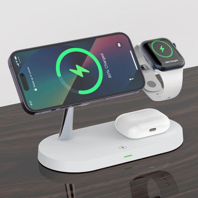 Soporte de cargador inalámbrico magnético 3 en 1 para iPhone 12 13 14 15 16 estación de carga rápida para Apple Watch 9 8 7 6 5 Airpods 2 3 Pro