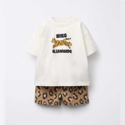 Ropa de verano para niños, camiseta con estampado de dibujos animados, pantalones cortos, traje para bebés, conjunto de manga corta, moda de Boutique, chándales informales para niños