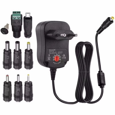 Adaptador AC/DC de 3V, 4,5 V, 5V, 6V, 7,5 V, 9V, 12V, 2A/2,5a, adaptadores de corriente ajustables para EE. UU./UE, fuente de alimentación con interruptor de cargador Universal USB