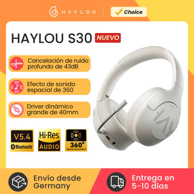 HAYLOU auriculares inalámbricos S30 con Bluetooth 5,4, 43dB dispositivo de audio adaptable con cancelación de ruido, controlador dinámico de 40mm, 80H de tiempo de reproducción