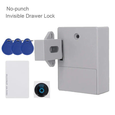 Cerradura Invisible con Sensor inteligente, llavero con tarjeta RFID, cerradura para cajón, cerraduras digitales ocultas sin perforaciones, bricolaje para muebles de armario