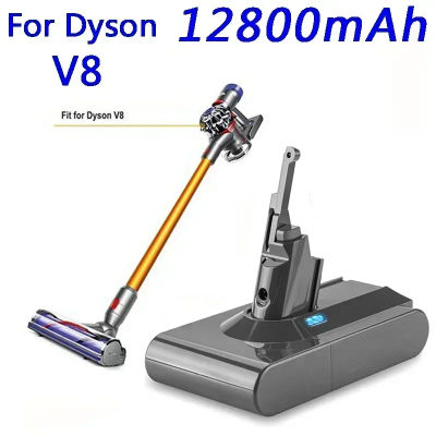 Batería de Repuesto para Aspiradora Dyson V8, 12800mAh, 21.6V, Serie V8, V8 Fluffy, Li-ion SV10, Recargable, L70