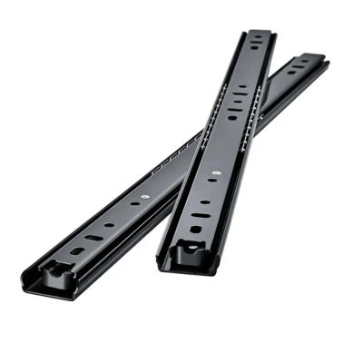 Rieles para Cajones de Acero Laminado en Frío Negro, Deslizadores de 3 Vías, Rieles de 3 Secciones de 8 a 20 Pulgadas, Rieles Deslizantes de 3 Vías para Muebles
