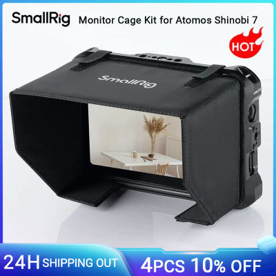 Kit de jaula de monitor SmallRig para Atomos Shinobi 7, kit de jaula con abrazadera de cable, riel NATO incorporado y parasol -3456