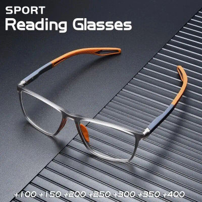 Gafas de Lectura TR90 de Moda para Hombre, Gafas Deportivas con Patillas de Resorte para Presbicia, Gafas con Filtro de Luz Azul +100 ~+400