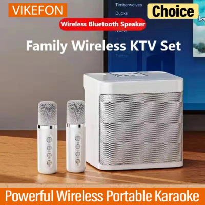Potente micrófono Dual portátil inalámbrico de 10W, sonido Bluetooth, Fiesta familiar al aire libre, Karaoke, Subwoofer Boom Box con 2 micrófonos