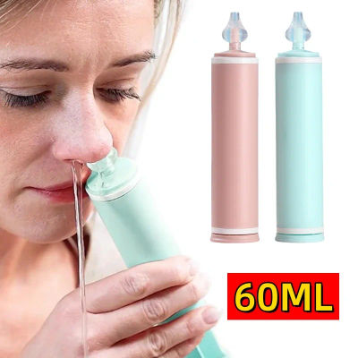 Limpiador de nariz para niños y adultos, tubo de aguja, aspirador Nasal para bebé, reutilizable, potable, rinitis, lavadora Nasal, jeringa, irrigador Nasal, 60ML