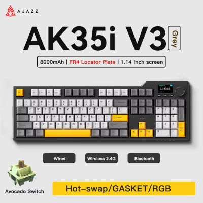 Teclado para Juegos Ajazz AK35I V3/V4 MAX, Tri-Modo, Cableado, Bluetooth, Inalámbrico, Gasket, Intercambio en Caliente de Teclas, 104 Teclas, Personalizable