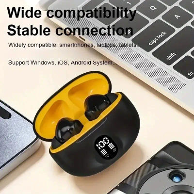 Auriculares inalámbricos Bluetooth, auriculares inalámbricos con pantalla LED de energía, auriculares deportivos con micrófono para teléfono inteligente