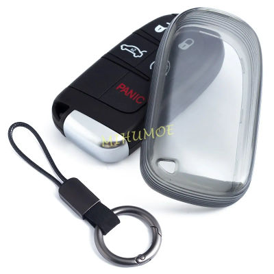 Funda transparente negra para mando a distancia, cubierta para Jeep Grand Cherokee Renegade Compass Dodge Charger Challenger Durango Journey Fiat 500X