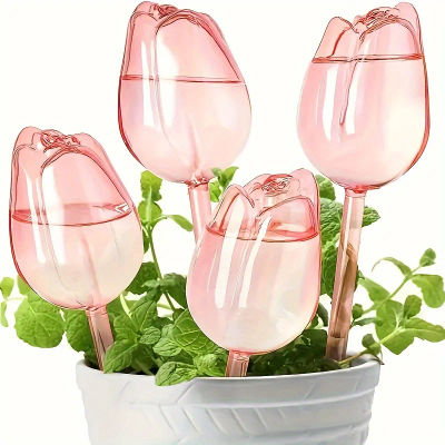 3 bolas de riego tipo tulipán con diseño de boca estrecha para prolongar el tiempo de goteo, adecuadas para plantas en macetas de interior y exterior