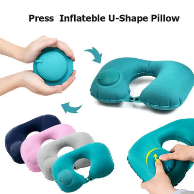 Almohada inflable portátil para el cuello, almohada en forma de U que se puede almacenar y llenar, adecuada para viajes de negocios al aire libre