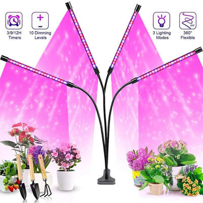 Luz LED USB para cultivo de plantas, jardín interior, 10 niveles regulables, luz de cultivo, temporizador de espectro completo, ajuste de invernadero hidropónico 3H/9H/12H