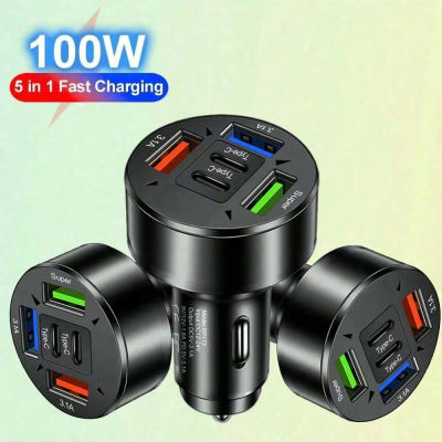 Cargador de Coche USB de 3 Puertos con 2 Puertos Tipo C, Compatible con Carga Rápida PD y QC3.0, Adaptador de Cargador de Coche USB-C Compatible con iPhone