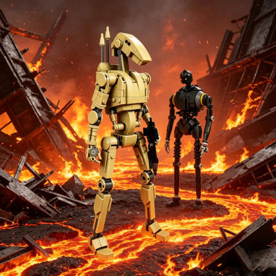Kit de Modelo de Droid de Combate de Ciencia Ficción, Figura de Robot para Construir MOC, Set Coleccionable Detallado para Exhibición