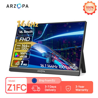 ARZOPA Monitor portátil de 16,1 pulgadas, 144hz, 100% sRGB, 1080P FHD, pantalla IPS, segunda pantalla externa para ordenador portátil/PC/PS5/Mac/Xbox Z1FC