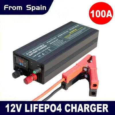 Cargador Lifepo4 12V 60A 100A, Cargador de Batería de Litio, Entrada 110V-240V, Adaptador Rápido Ajustable 0-15V para Batería Lifepo4