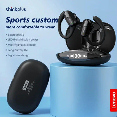 Lenovo XT80 auriculares Bluetooth 5,3 auriculares inalámbricos verdaderos con micrófono Control de botón reducción de ruido ganchos para las orejas auriculares impermeables