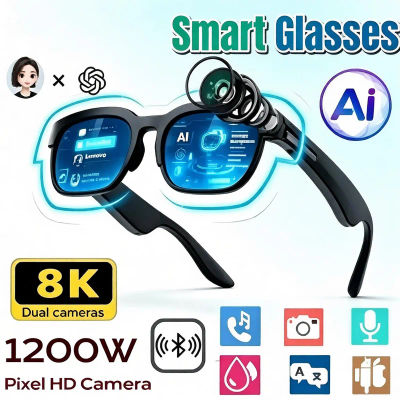Gafas Inteligentes con IA, Cámara HD de 8MP, Grabación 8K, Traducción en Tiempo Real con IA, Auriculares Bluetooth 6.0, Grabación de Llamadas, Gafas de Sol con Música