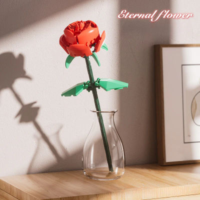 Rojo Azul Rosa Rosa Rosa bloques de construcción plantas paz y esperanza jardines modelo clásico ladrillos niños conjunto Kits DIY juguete regalo del Día de San Valentín